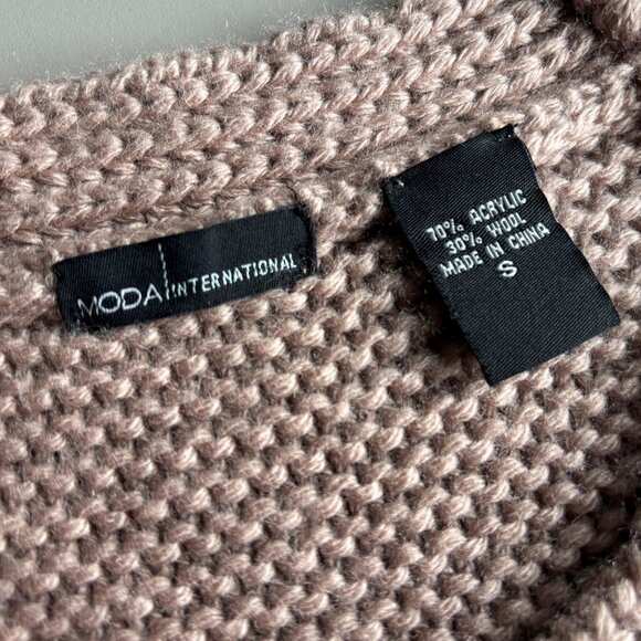 Moda International Dusty Rose Cropped Knit Sweater, 3/4 Raglan Sleeve, sz S - Picture 8 of 13